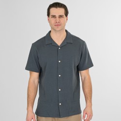 REBASE 261RGS-5180 ANTHRACITE Πουκάμισο με Byron γιακά (Waffle Fabric)