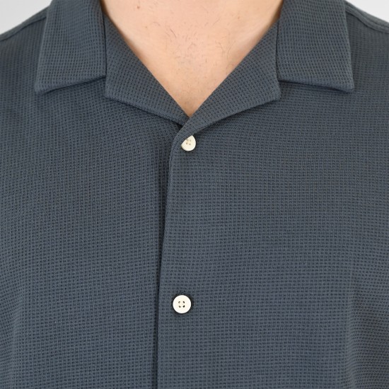 REBASE 261RGS-5180 ANTHRACITE Πουκάμισο με Byron γιακά (Waffle Fabric)