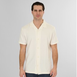REBASE 261RGS-5180 OFF WHITE Πουκάμισο με Byron γιακά (Waffle Fabric)