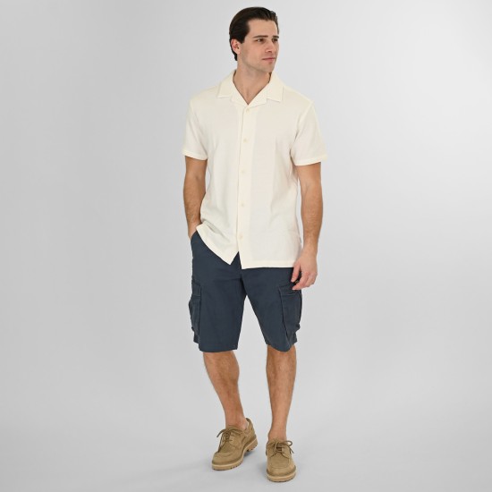 REBASE 261RGS-5180 OFF WHITE Πουκάμισο με Byron γιακά (Waffle Fabric)