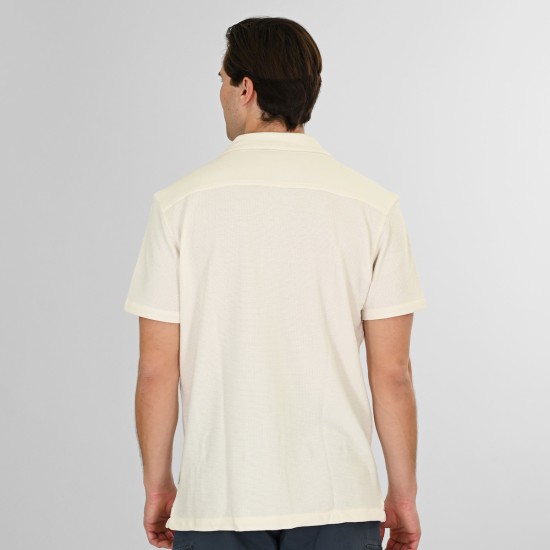 REBASE 261RGS-5180 OFF WHITE Πουκάμισο με Byron γιακά (Waffle Fabric)