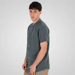 REBASE 261RGS-5177 STONE BLUE Κοντομάνικο Πουκάμισο Mao 