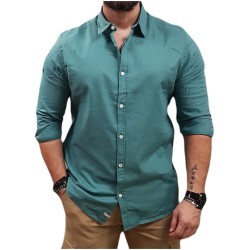 Ανδρικ΄ό λινό πουκάμισο REBASE 241-RGS-580 FOREST GREEN 