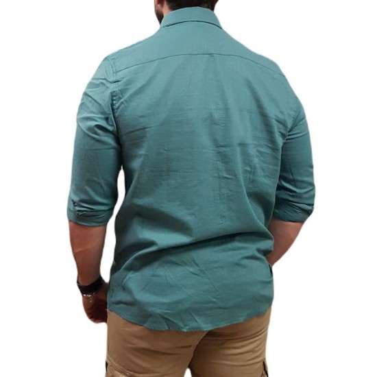 Ανδρικ΄ό λινό πουκάμισο REBASE 241-RGS-580 FOREST GREEN 