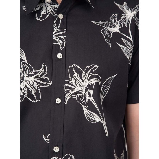 Πουκάμισο φλοράλ κοντομάνικο REBASE 241-RGS-571 BLACK