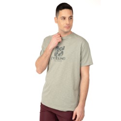  T-shirt με 3D τύπωμα στο στήθος REBASE 241-RTS-277 PEEBLE GREY