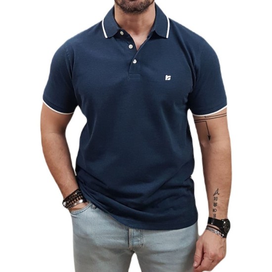 Rebase Ανδρική Μπλούζα Polo 241-RPS-302 INDIGO
