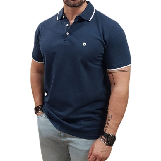 Rebase Ανδρική Μπλούζα Polo 241-RPS-302 INDIGO