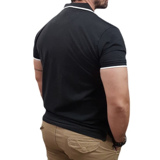 Rebase Ανδρική Μπλούζα Polo 241-RPS-302 BLACK