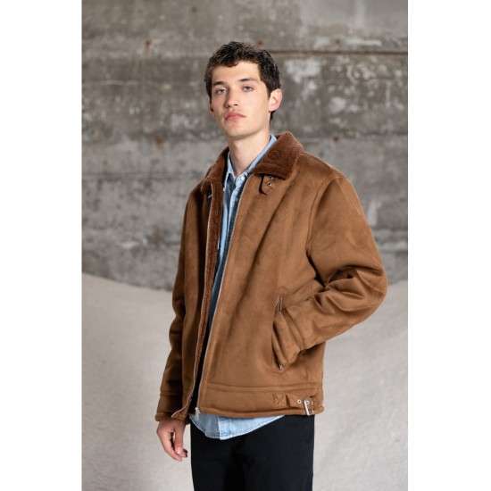 Splendid fashion ανδρικό κοντό μουτόν πανωφόρι 52-201-027 CAMEL