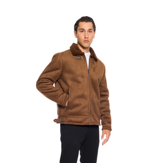 Splendid fashion ανδρικό κοντό μουτόν πανωφόρι 52-201-027 CAMEL