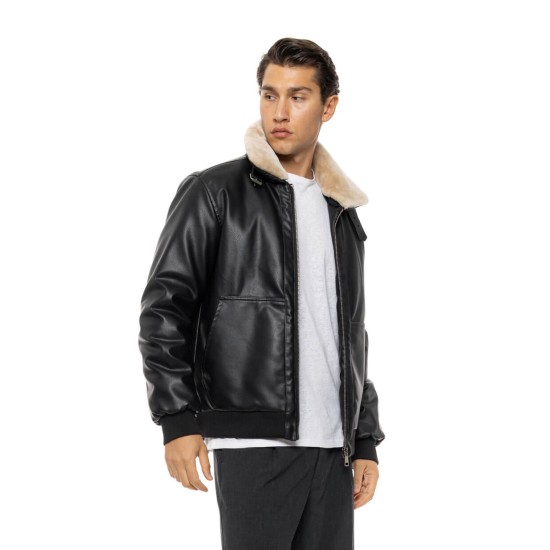 SPLENDID 54-201-058 BLACK  Ανδρικό πανωφόρι από δερματίνη 