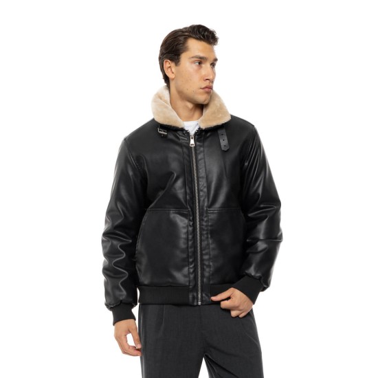 SPLENDID 54-201-058 BLACK  Ανδρικό πανωφόρι από δερματίνη 