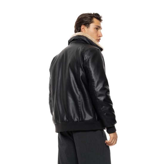 SPLENDID 54-201-058 BLACK  Ανδρικό πανωφόρι από δερματίνη 