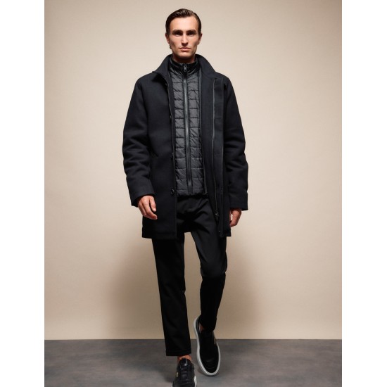 SPLENDID 54-201-106 BLACK Ανδρικό demi παλτό με γιακά 