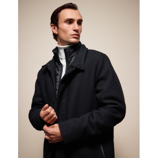 SPLENDID 54-201-106 BLACK Ανδρικό demi παλτό με γιακά 