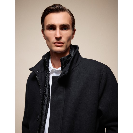 SPLENDID 54-201-106 BLACK Ανδρικό demi παλτό με γιακά 