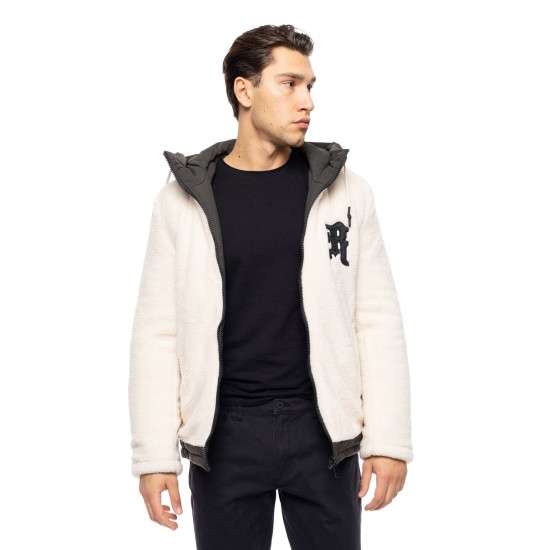 Splendid fashion ανδρικό κοντό μπουφάν με κουκούλα 52-201-077 OFF WHITE