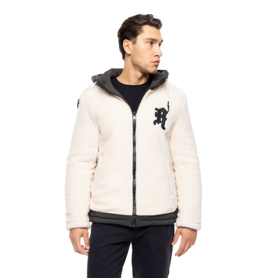 Splendid fashion ανδρικό κοντό μπουφάν με κουκούλα 52-201-077 OFF WHITE