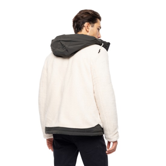 Splendid fashion ανδρικό κοντό μπουφάν με κουκούλα 52-201-077 OFF WHITE