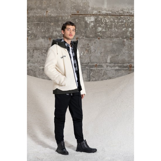 Splendid fashion ανδρικό κοντό μπουφάν με κουκούλα 52-201-077 OFF WHITE