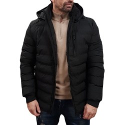 SPLENDID 50-201-095 BLACK ανδρικό κοντό μπουφάν με αποσπώμενη κουκούλα 