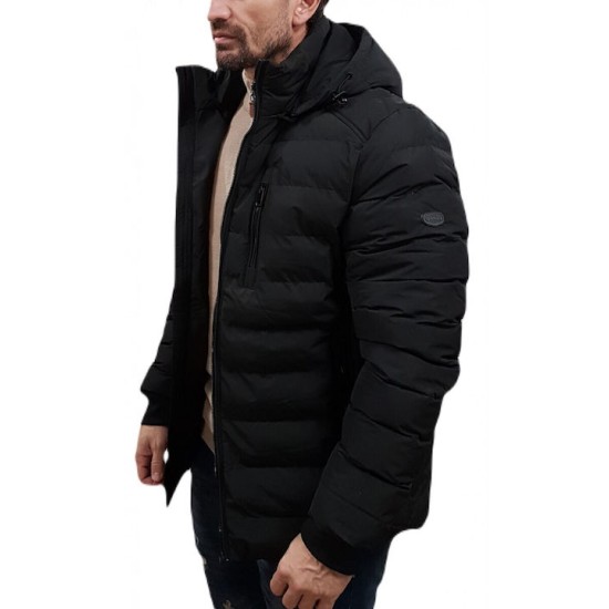 SPLENDID 50-201-095 BLACK ανδρικό κοντό μπουφάν με αποσπώμενη κουκούλα 