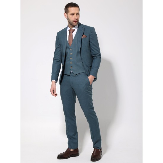TRESOR 2042 Ανδρικό Κοστούμι Με Γιλέκο MORENO Πράσινο 