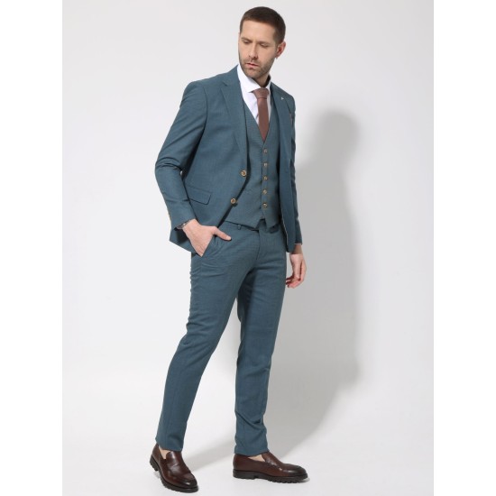 TRESOR 2042 Ανδρικό Κοστούμι Με Γιλέκο MORENO Πράσινο 